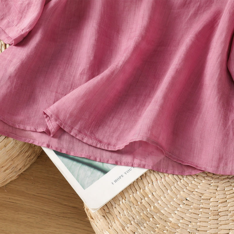 Buddha Stones Koszula damska z krótkim rękawem i okrągłym dekoltem, haftowana w kwiaty, bawełniana, poliestrowa - image 10