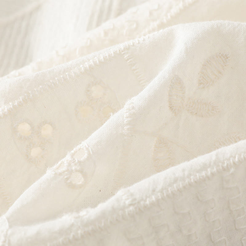 Koszula damska z okrągłym dekoltem i krótkim rękawem z haftem w stylu casual z Buddha Stones , bawełną i poliestrem - image 11