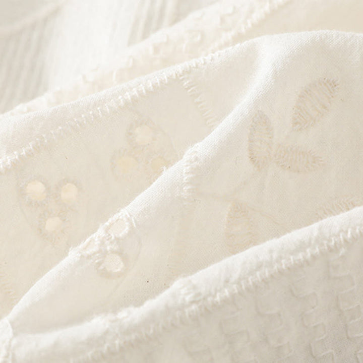 Koszula damska z okrągłym dekoltem i krótkim rękawem z haftem w stylu casual z Buddha Stones , bawełną i poliestrem - image 11