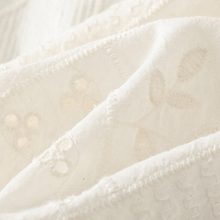 Koszula damska z okrągłym dekoltem i krótkim rękawem z haftem w stylu casual z Buddha Stones , bawełną i poliestrem - image 10