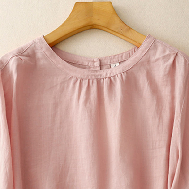 Koszulka damska z okrągłym dekoltem i bawełnianym poliestrem Buddha Stones Casual Plain - image 1