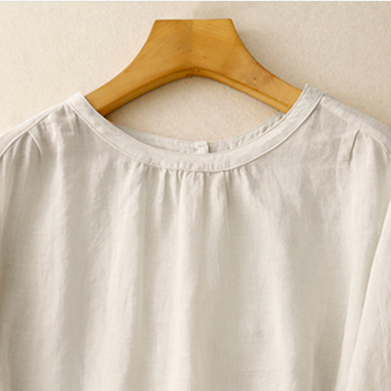 Koszulka damska z okrągłym dekoltem i bawełnianym poliestrem Buddha Stones Casual Plain - image 14