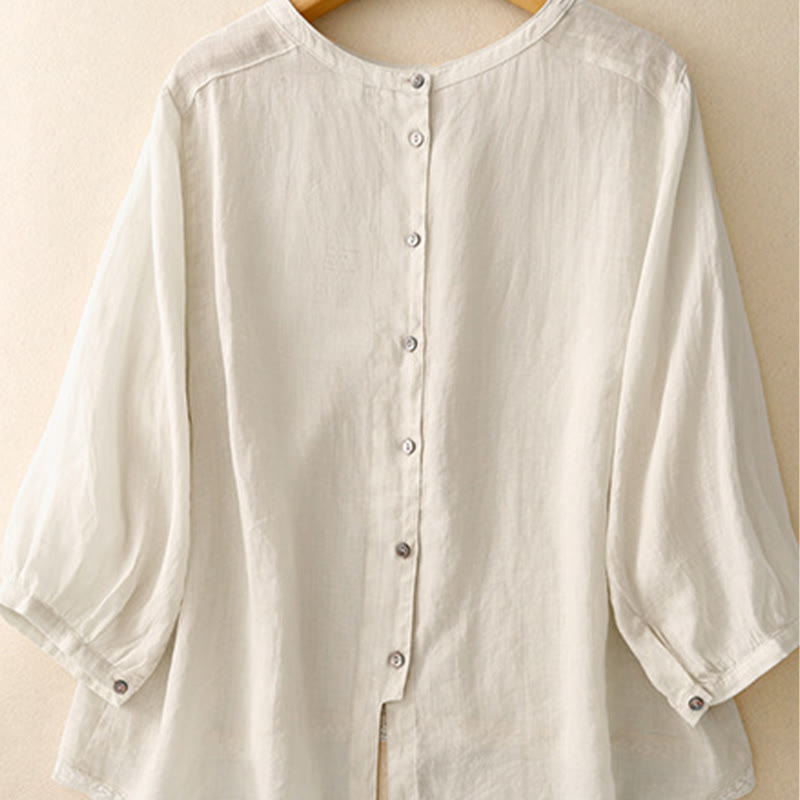 Koszulka damska z okrągłym dekoltem i bawełnianym poliestrem Buddha Stones Casual Plain - image 15