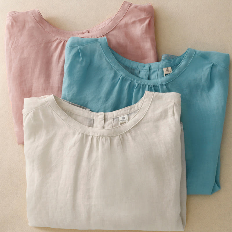 Koszulka damska z okrągłym dekoltem i bawełnianym poliestrem Buddha Stones Casual Plain - image 22