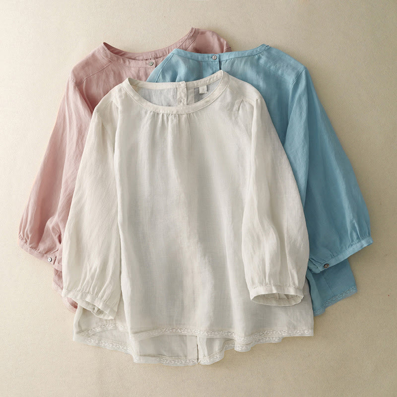 Koszulka damska z okrągłym dekoltem i bawełnianym poliestrem Buddha Stones Casual Plain - image 24