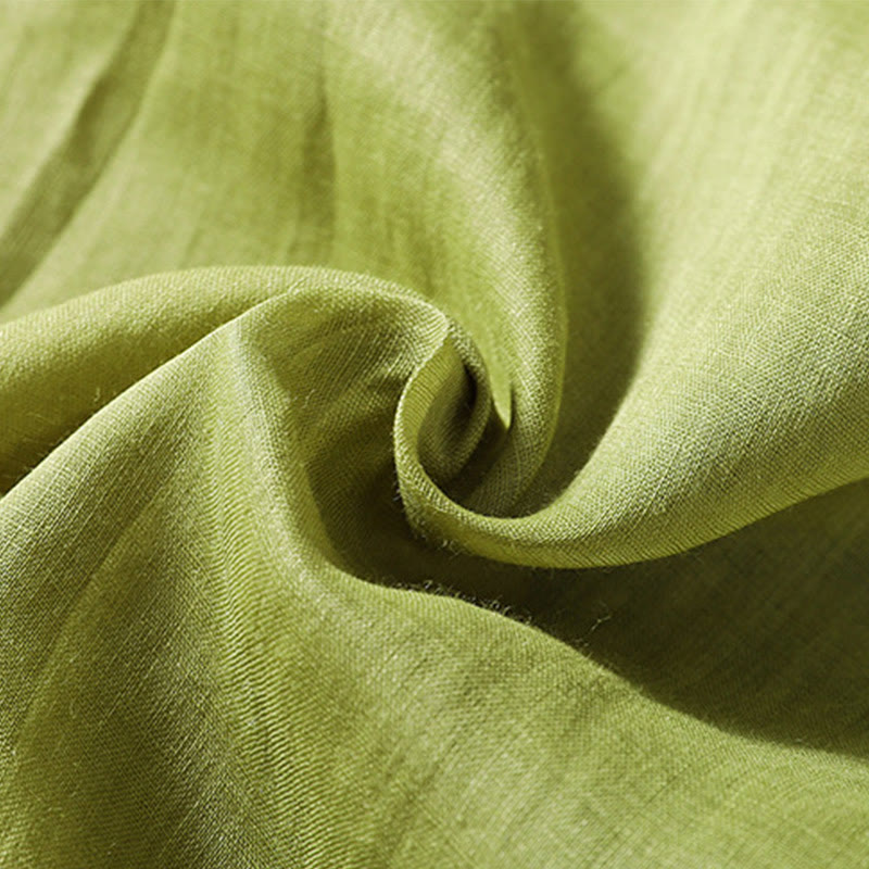 Buddha Stones Casual Haftowany Wzór Damski Dekolt w Serek Projekt Pół Rękawa Bawełna Lniana T-shirt - image 20