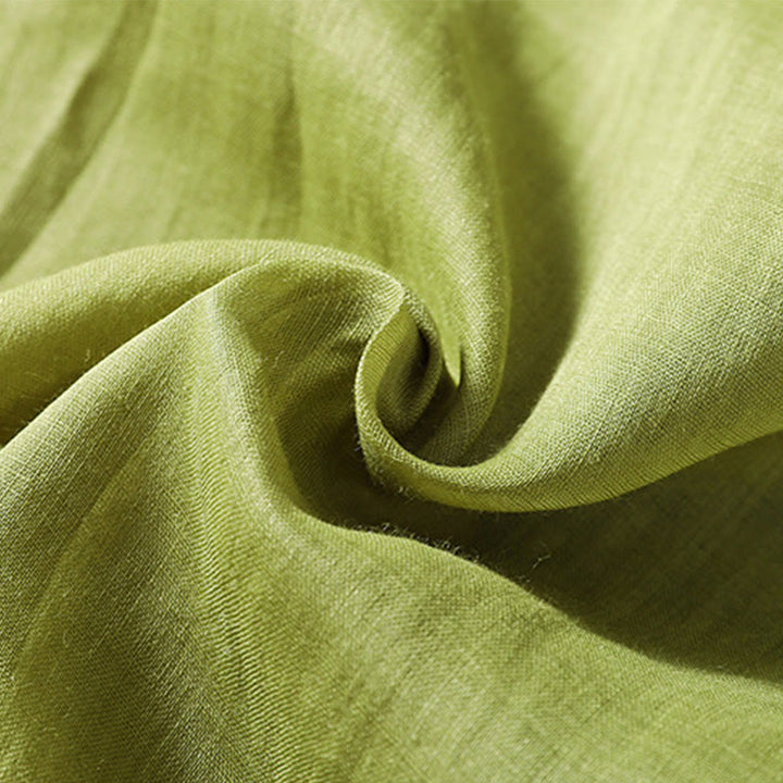 Buddha Stones Casual Haftowany Wzór Damski Dekolt w Serek Projekt Pół Rękawa Bawełna Lniana T-shirt - image 20