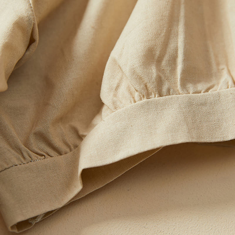 Koszulka damska z krótkim rękawem z bawełny i lnu Buddha Stones Casual Plain Button - image 11