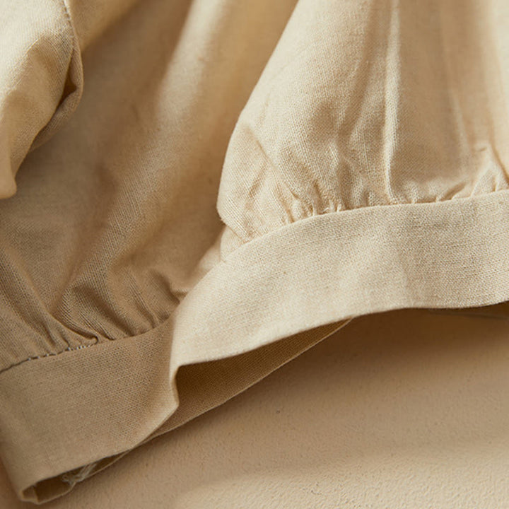 Koszulka damska z krótkim rękawem z bawełny i lnu Buddha Stones Casual Plain Button - image 11