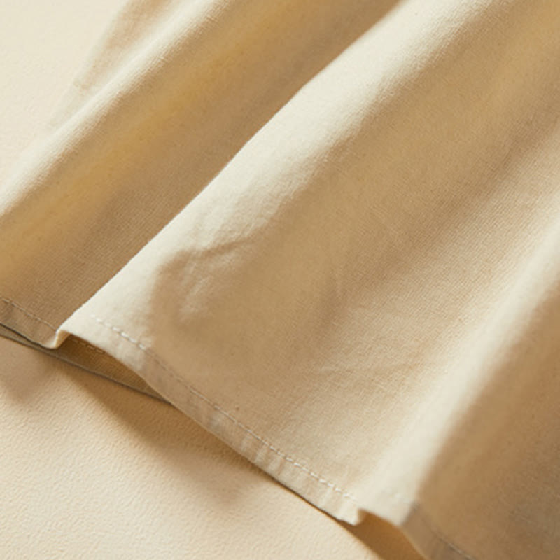 Koszulka damska z krótkim rękawem z bawełny i lnu Buddha Stones Casual Plain Button - image 12