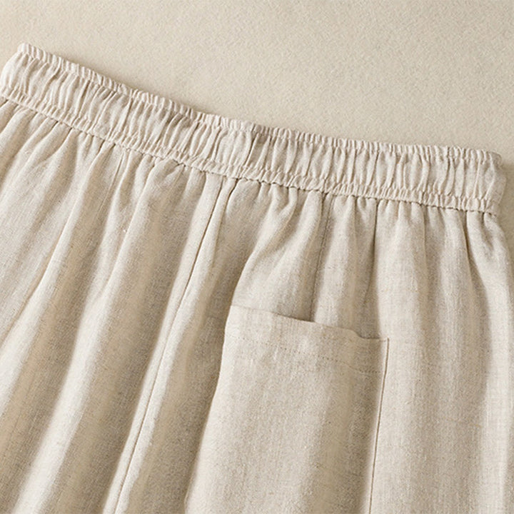 Spodnie damskie bawełniane z szerokimi nogawkami i kieszeniami, haftowane koralikami i sznurkiem Buddha Stones - image 16