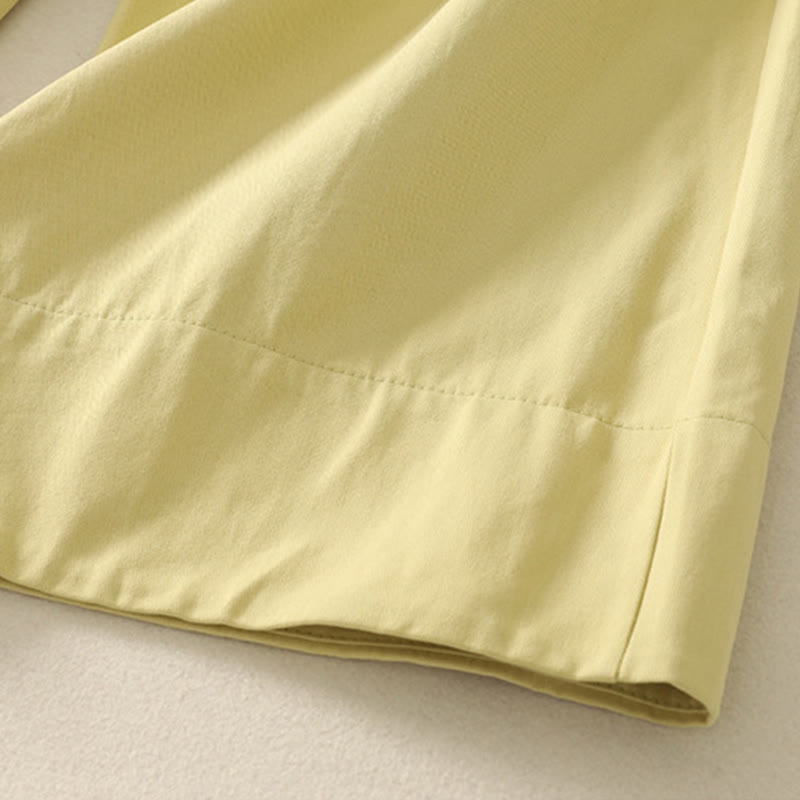 Damskie spodnie bawełniane z szerokimi nogawkami i kieszeniami, z koronką, z Buddha Stones , w jednolitym kolorze - image 26