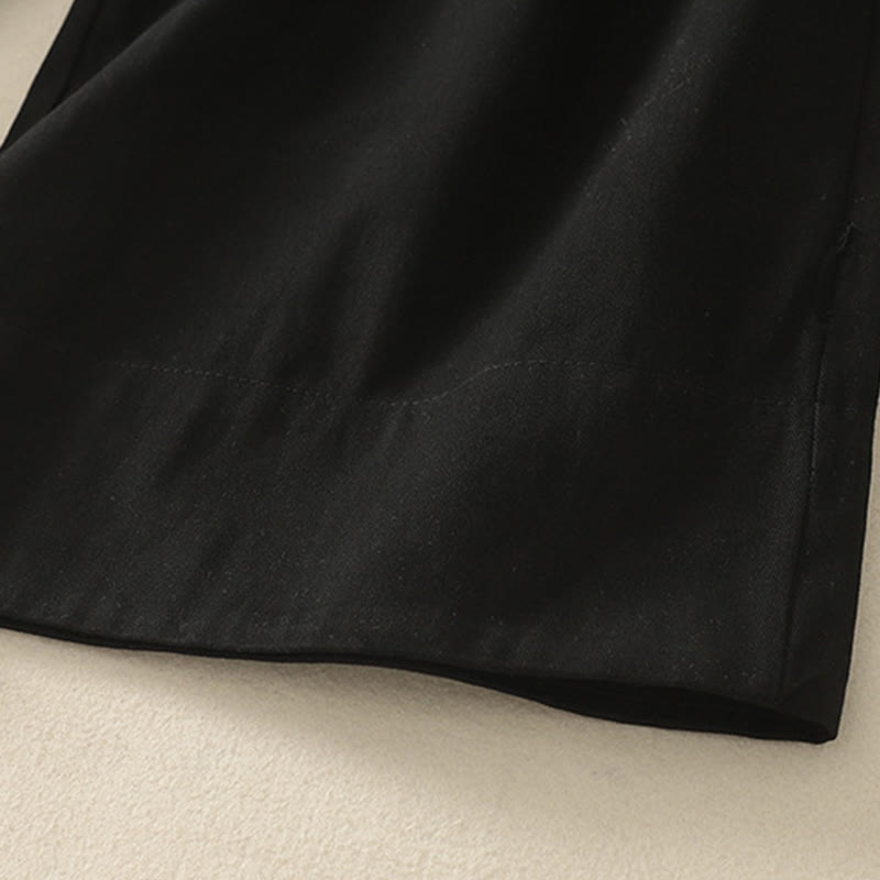 Damskie spodnie bawełniane z szerokimi nogawkami i kieszeniami, z koronką, z Buddha Stones , w jednolitym kolorze - image 21