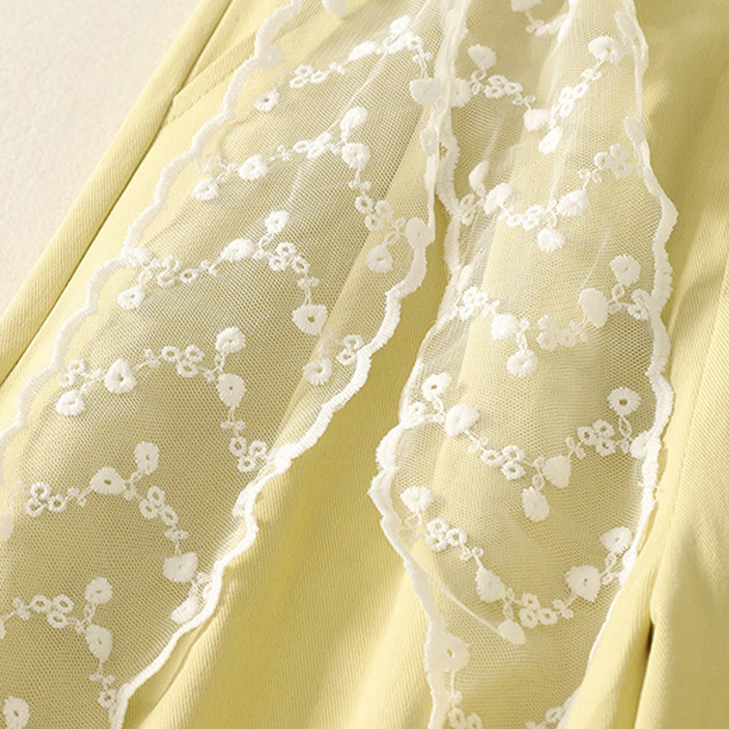 Damskie spodnie bawełniane z szerokimi nogawkami i kieszeniami, z koronką, z Buddha Stones , w jednolitym kolorze - image 24