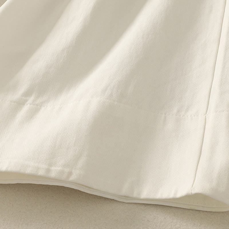 Damskie spodnie bawełniane z szerokimi nogawkami i kieszeniami, z koronką, z Buddha Stones , w jednolitym kolorze - image 15