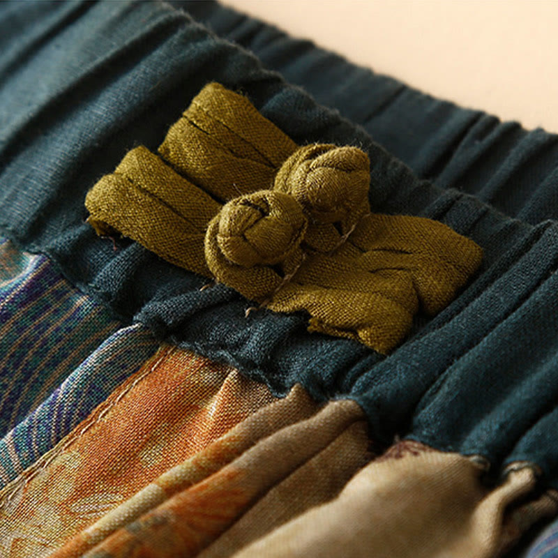 Spodnie haremowe damskie w stylu retro casual z chińskimi guzikami i żabą z motywem Buddha Stones i kieszeniami - image 10