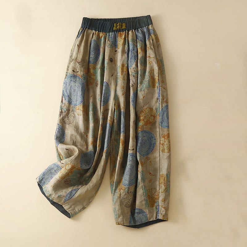 Spodnie haremowe damskie w stylu retro casual z chińskimi guzikami i żabą z motywem Buddha Stones i kieszeniami - Stalowoniebieski - US8-10，UK/AU12-14，EU40-42 (2XL) - image 7