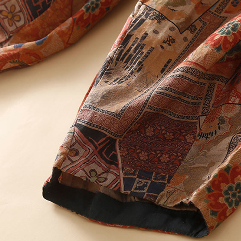 Spodnie haremowe damskie w stylu retro casual z chińskimi guzikami i żabą z motywem Buddha Stones i kieszeniami - image 19