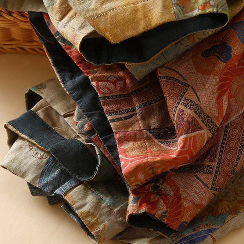 Spodnie haremowe damskie w stylu retro casual z chińskimi guzikami i żabą z motywem Buddha Stones i kieszeniami - image 22