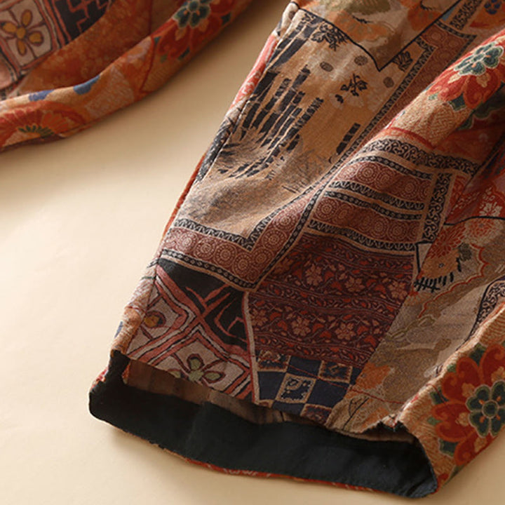Spodnie haremowe damskie w stylu retro casual z chińskimi guzikami i żabą z motywem Buddha Stones i kieszeniami - image 20