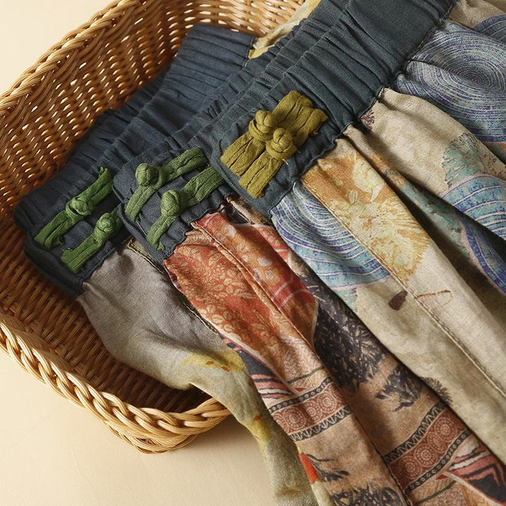 Spodnie haremowe damskie w stylu retro casual z chińskimi guzikami i żabą z motywem Buddha Stones i kieszeniami - image 21