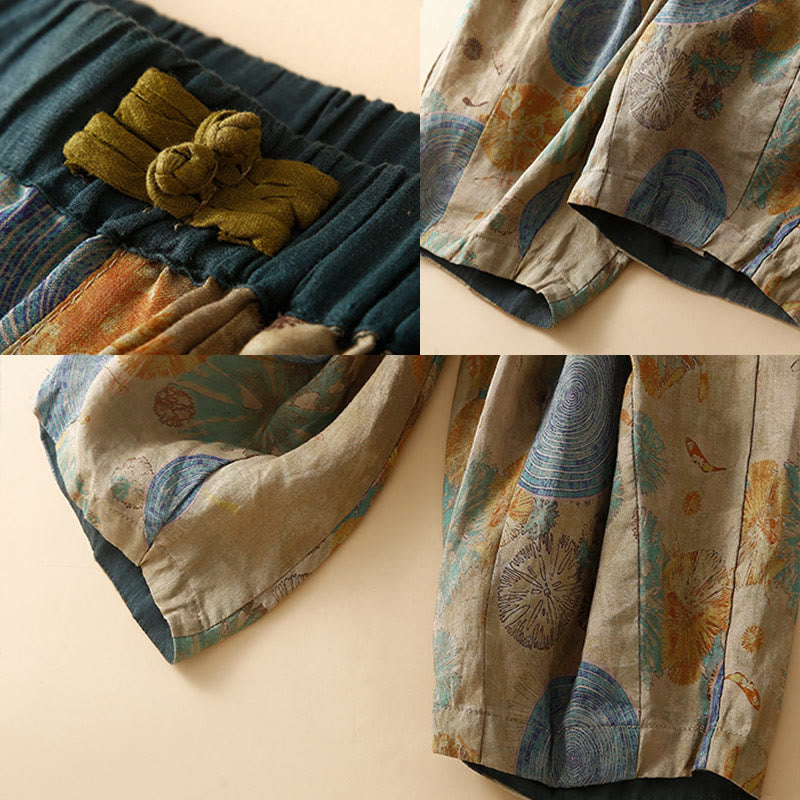 Spodnie haremowe damskie w stylu retro casual z chińskimi guzikami i żabą z motywem Buddha Stones i kieszeniami - image 13