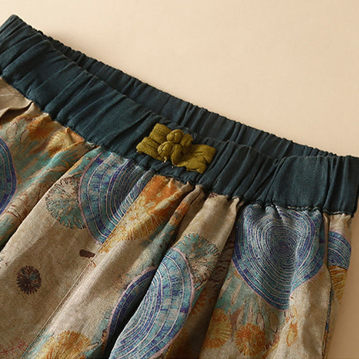 Spodnie haremowe damskie w stylu retro casual z chińskimi guzikami i żabą z motywem Buddha Stones i kieszeniami - image 9