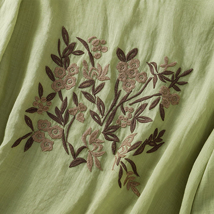 Buddha Stones koszulka z nadrukiem w kwiaty i haftem w stylu retro z rękawami trzy czwarte - image 20