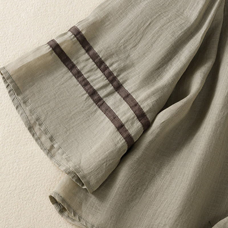 Buddha Stones koszulka z nadrukiem w kwiaty i haftem w stylu retro z rękawami trzy czwarte - image 14