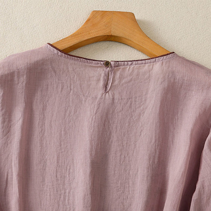 Buddha Stones koszulka z nadrukiem w kwiaty i haftem w stylu retro z rękawami trzy czwarte - image 28