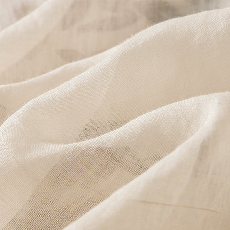 Buddha Stones koszulka z nadrukiem w kwiaty i haftem w stylu retro z rękawami trzy czwarte - image 7