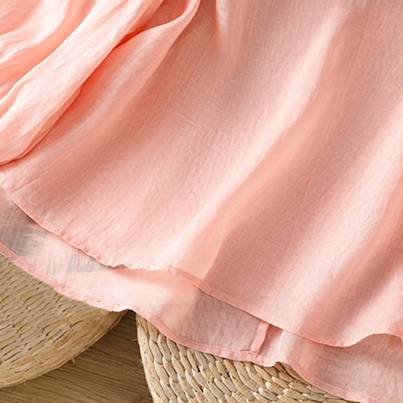 Koszula damska bawełniana z haftowanymi guzikami z motywem Buddha Stones , z rękawem trzy czwarte i karbowanym dekoltem - image 14