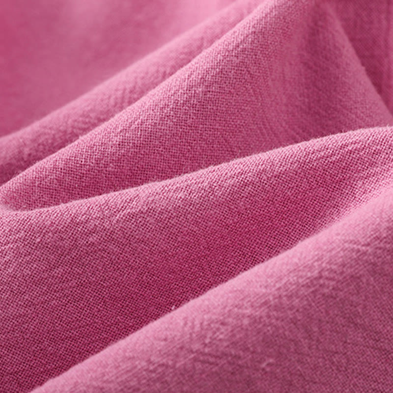 Koszula damska z bawełny i lnu z kieszenią i prostymi guzikami, z krótkim rękawem i motywem Buddha Stones - image 39