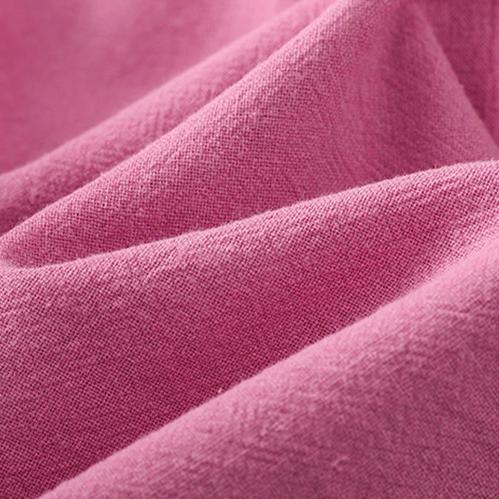 Koszula damska z bawełny i lnu z kieszenią i prostymi guzikami, z krótkim rękawem i motywem Buddha Stones - image 39