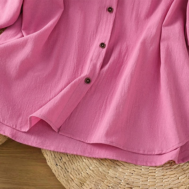 Koszula damska z bawełny i lnu z kieszenią i prostymi guzikami, z krótkim rękawem i motywem Buddha Stones - image 38