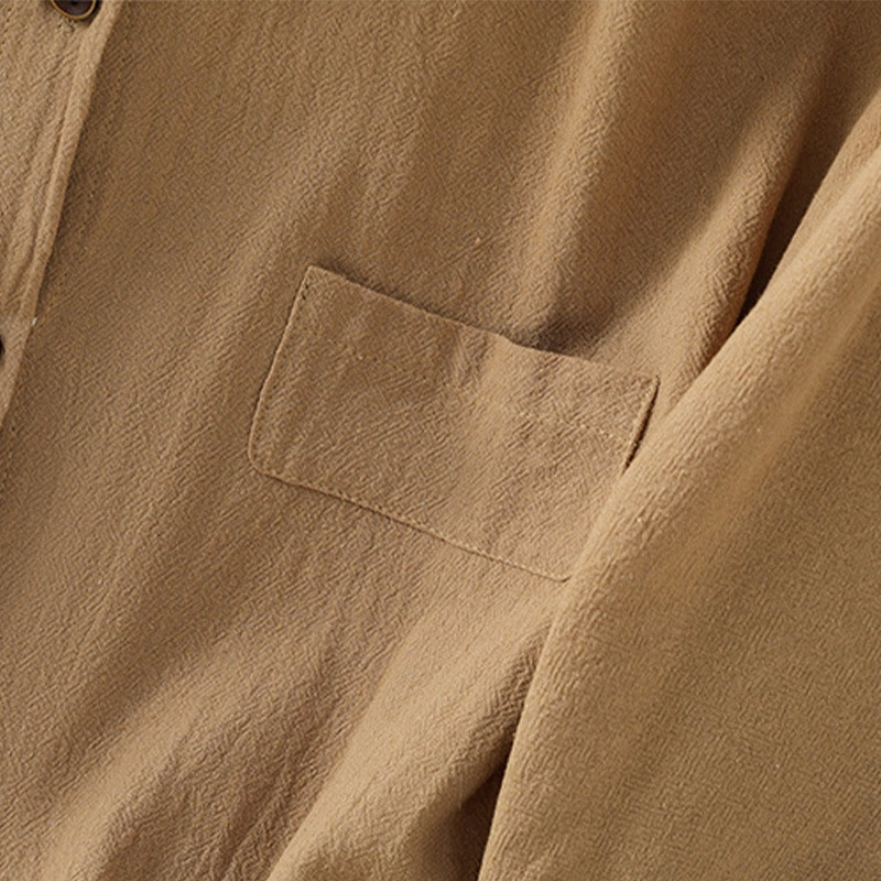 Koszula damska z bawełny i lnu z kieszenią i prostymi guzikami, z krótkim rękawem i motywem Buddha Stones - image 30