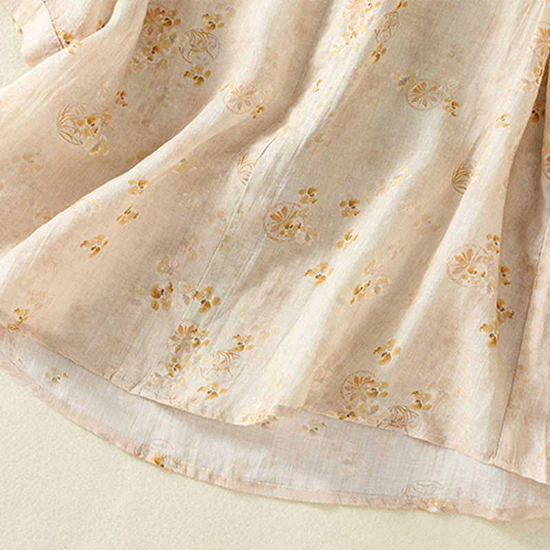 Koszula damska bawełniana z nadrukiem Buddha Stones i żabami, z klapami i krótkim rękawem - image 15