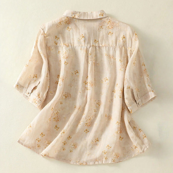 Koszula damska bawełniana z nadrukiem Buddha Stones i żabami, z klapami i krótkim rękawem - image 9