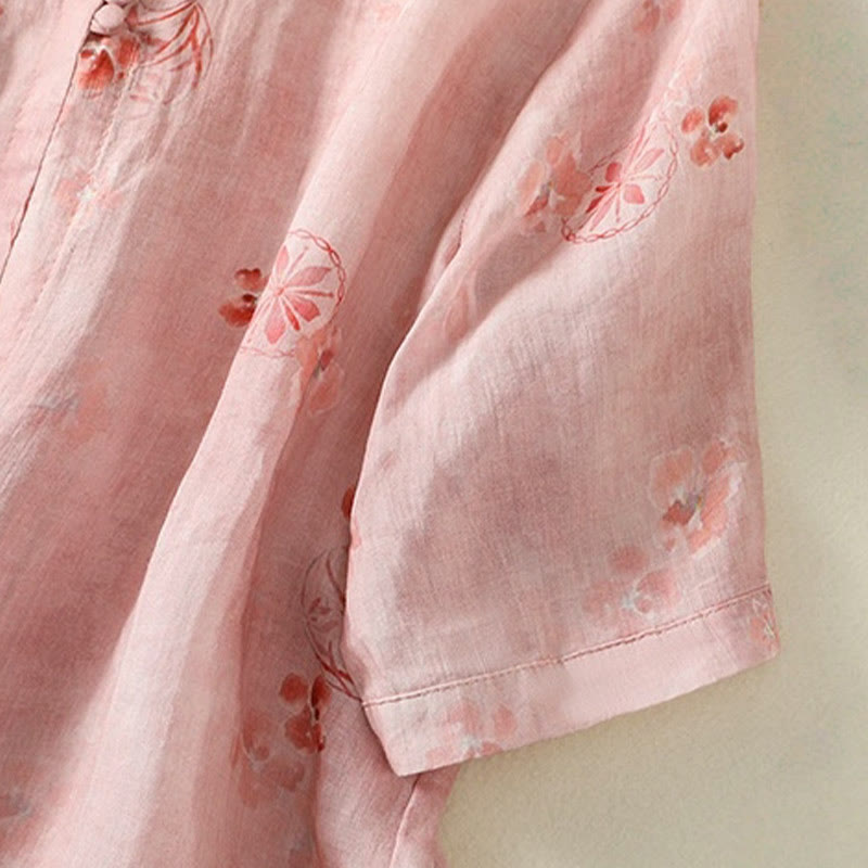 Koszula damska bawełniana z nadrukiem Buddha Stones i żabami, z klapami i krótkim rękawem - image 6