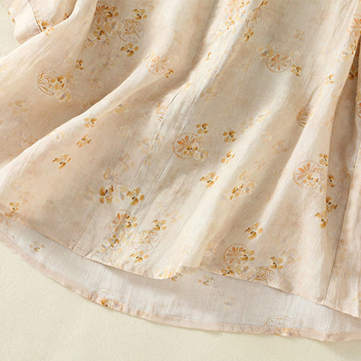 Koszula damska bawełniana z nadrukiem Buddha Stones i żabami, z klapami i krótkim rękawem - image 15