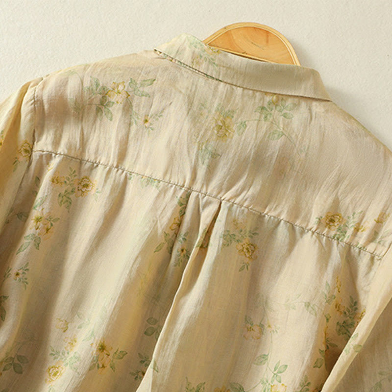 Koszula damska bawełniana z nadrukiem Buddha Stones i żabami, z klapami i krótkim rękawem - image 19