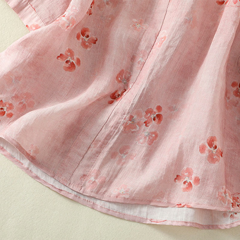 Koszula damska bawełniana z nadrukiem Buddha Stones i żabami, z klapami i krótkim rękawem - image 7