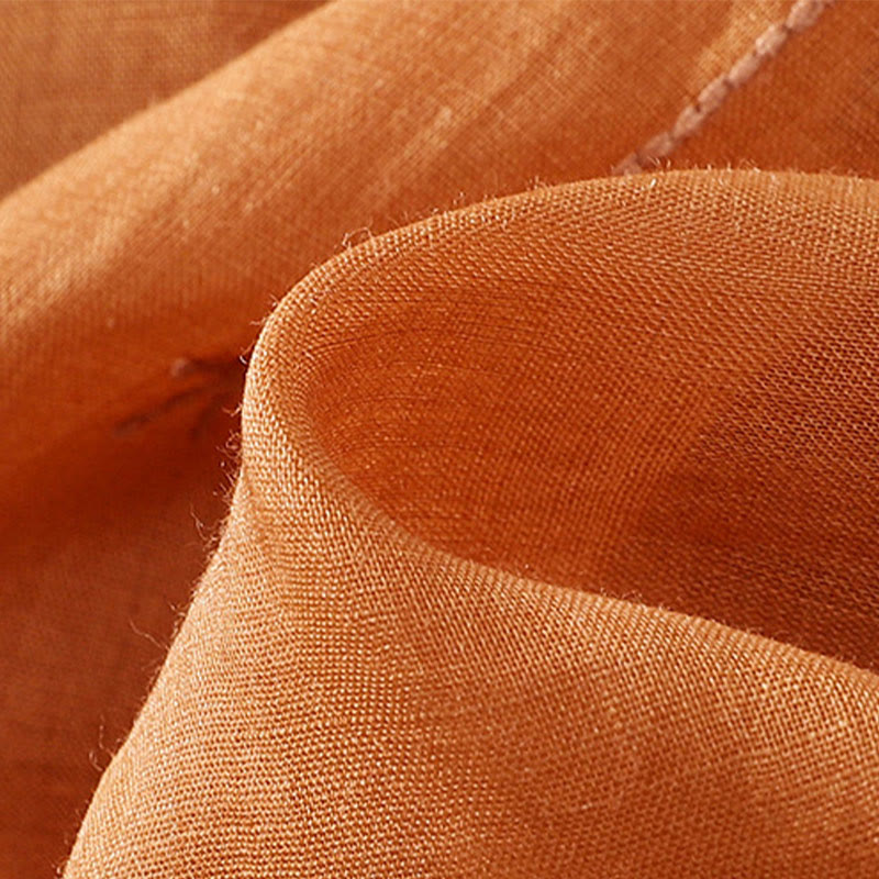 Damska bawełniana lniana koszulka z krótkim rękawem i haftem "Buddha Stones" z kwiatowym wzorem i rozcięciem u dołu - image 19