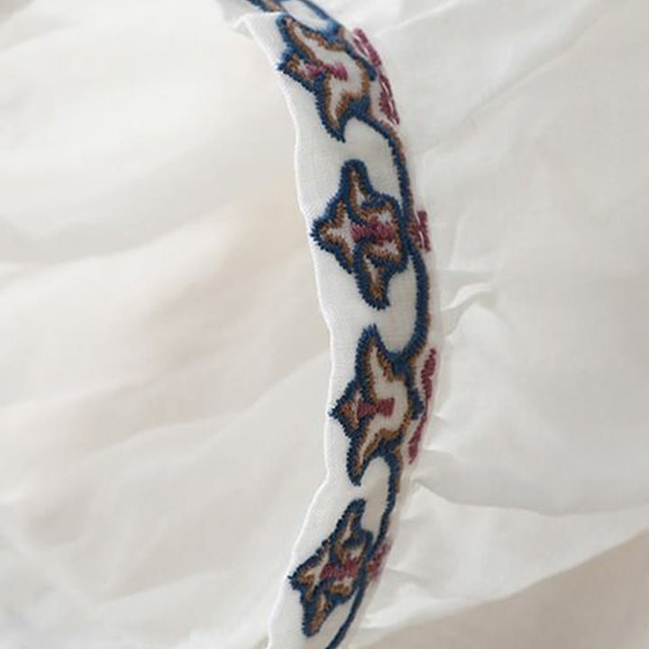 Letnia koszulka damska z bawełny i lnu z haftem "Buddha Stones" i rękawami typu "lattern" - image 10