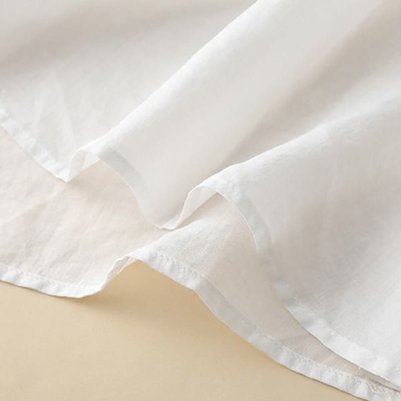 Letnia koszulka damska z bawełny i lnu z haftem "Buddha Stones" i rękawami typu "lattern" - image 9