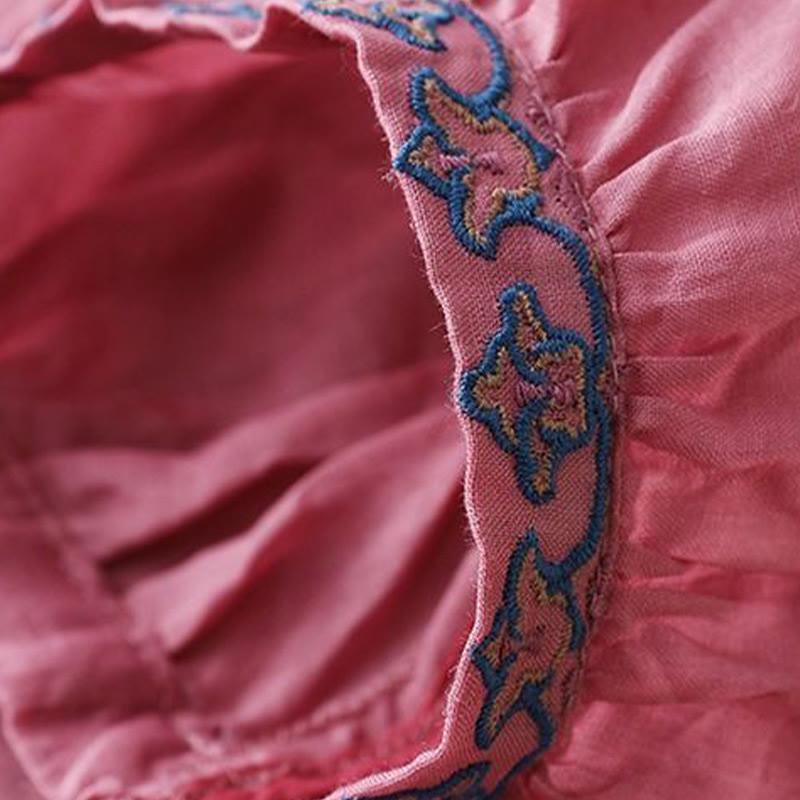 Letnia koszulka damska z bawełny i lnu z haftem "Buddha Stones" i rękawami typu "lattern" - image 13