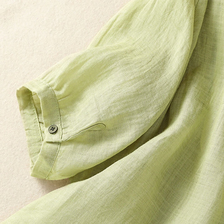 Koszula damska z bawełny i lnu z haftem "Buddha Stones" i jednym rękawem w stylu "trzy czwarte" - image 7