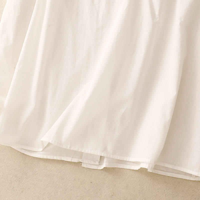 Koszula damska z krótkim rękawem z bawełny " Buddha Stones Summer Pure Color" z falbankami i plisami - image 13