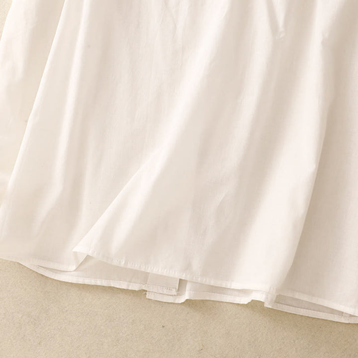 Koszula damska z krótkim rękawem z bawełny " Buddha Stones Summer Pure Color" z falbankami i plisami - image 14