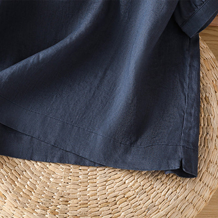 Damska koszulka z krótkim rękawem i haftowanym kwiatowym motywem „Buddha Stones” - image 5